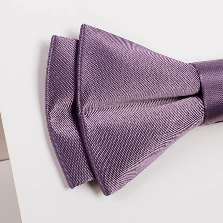 Men's Purple Mercerized Solid Color Bow Tie - image 6