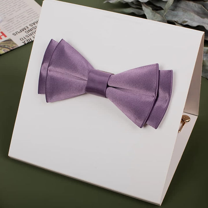 Men's Purple Mercerized Solid Color Bow Tie - image 5