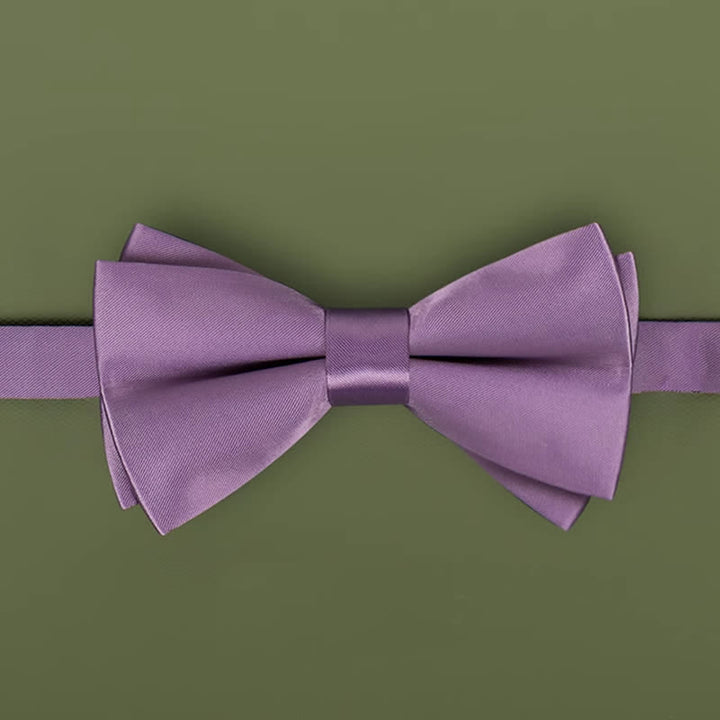 Men's Purple Mercerized Solid Color Bow Tie - Style #4 - image 17