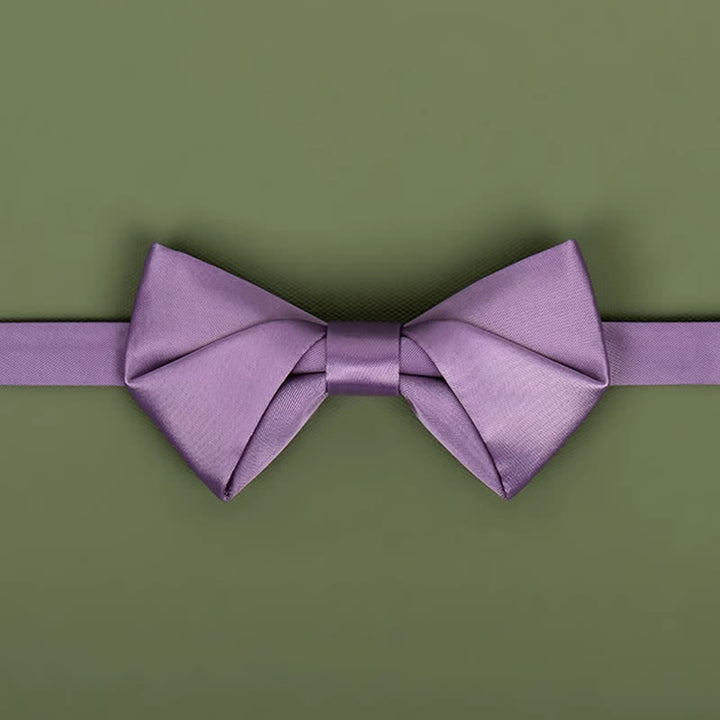Men's Purple Mercerized Solid Color Bow Tie - Style #3 - image 12