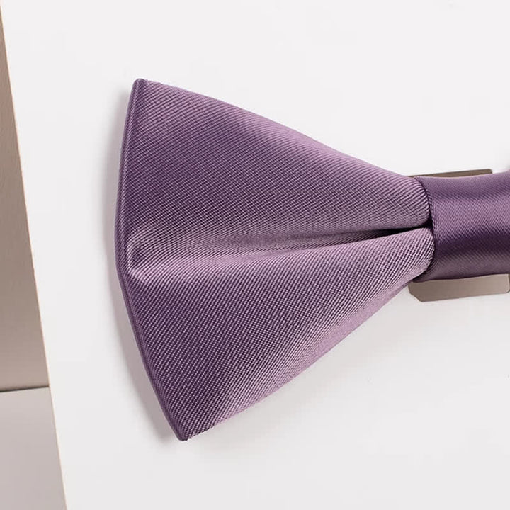 Men's Purple Mercerized Solid Color Bow Tie - image 11
