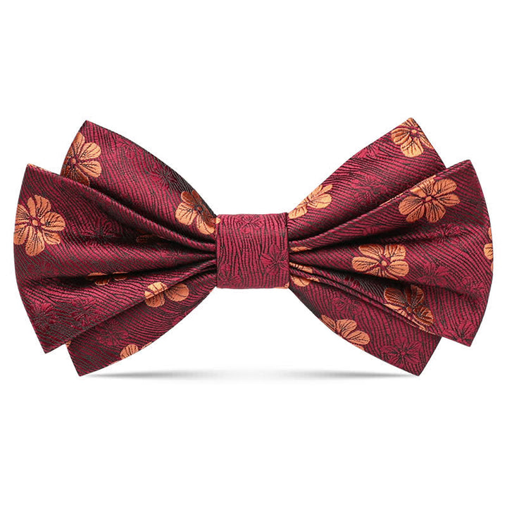Men's Little Daisy Luxury Floral Bow Tie - Burgundy - image 8