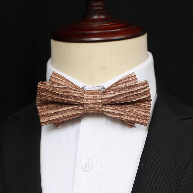 Men's Distinctive Coffee Brown Striped Bow Tie - image 1
