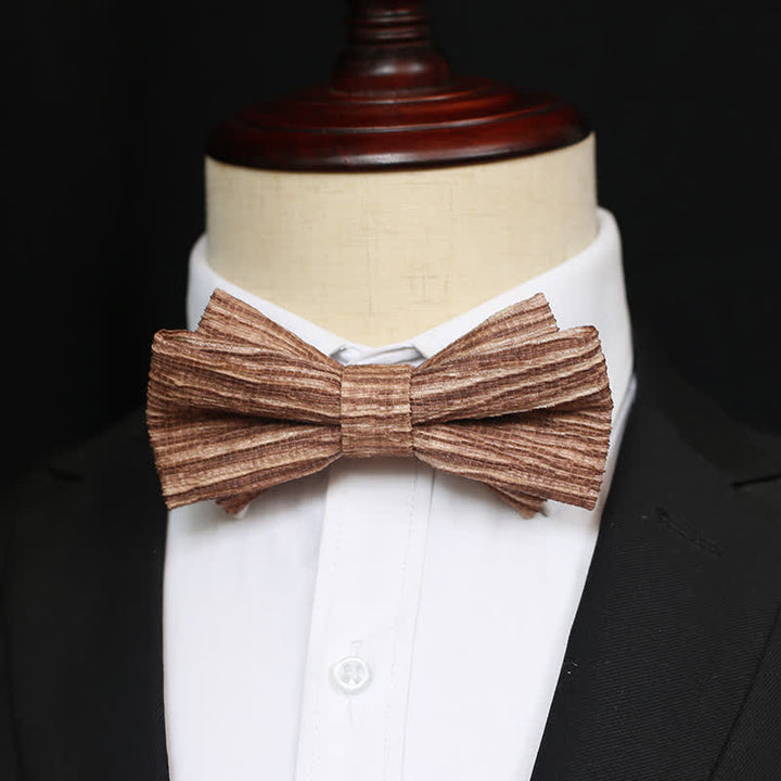 Men's Distinctive Coffee Brown Striped Bow Tie - image 1