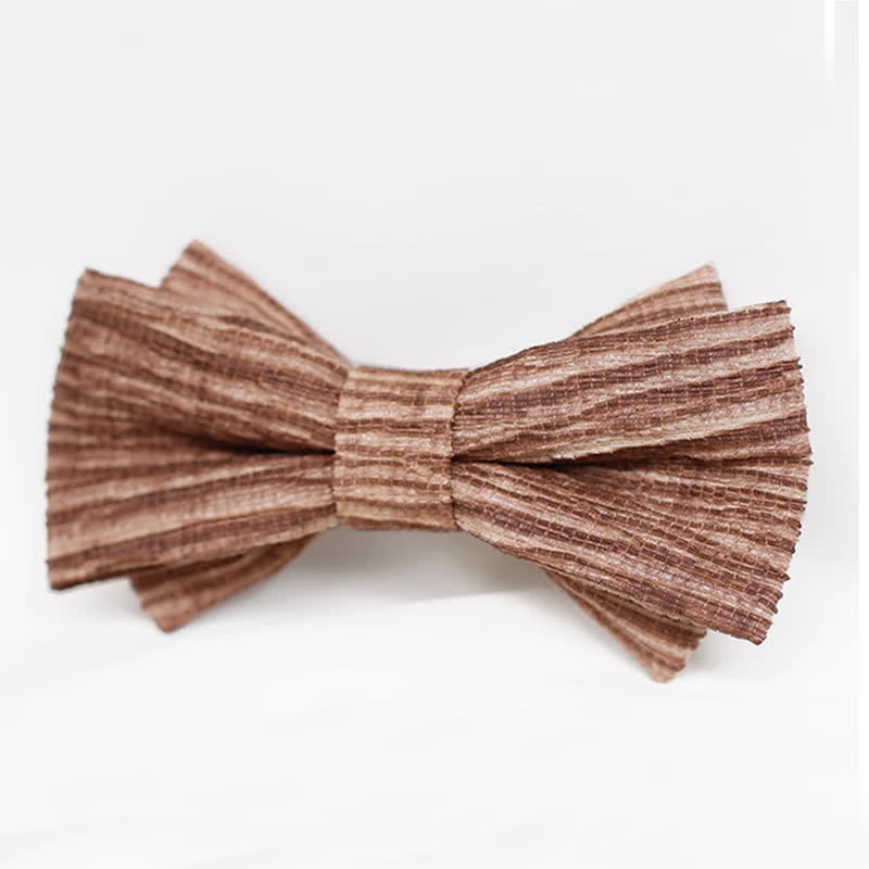 Men's Distinctive Coffee Brown Striped Bow Tie - image 3