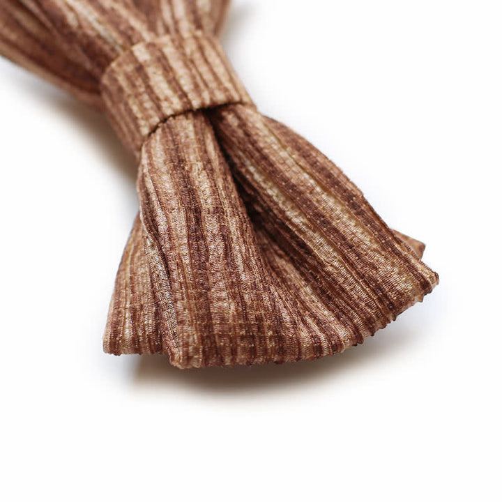 Men's Distinctive Coffee Brown Striped Bow Tie - image 4