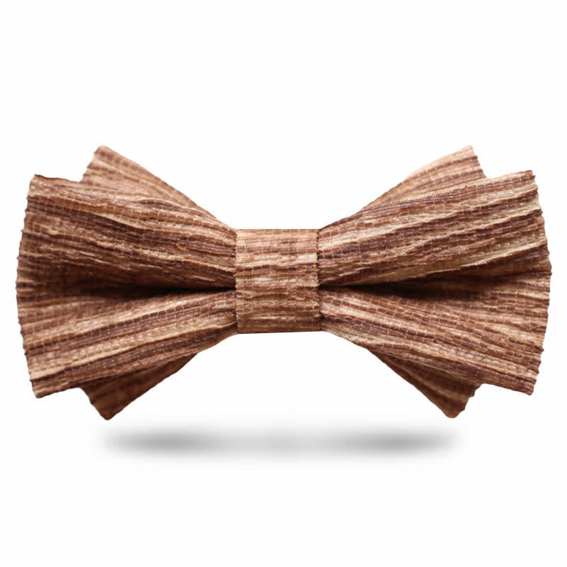 Men's Distinctive Coffee Brown Striped Bow Tie - Style #2 - image 2