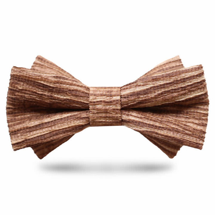 Men's Distinctive Coffee Brown Striped Bow Tie - Style #2 - image 2