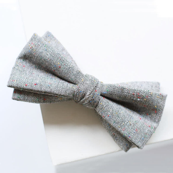 Men's Gray Palette Colorful Dots Linen Bow Tie - image 8