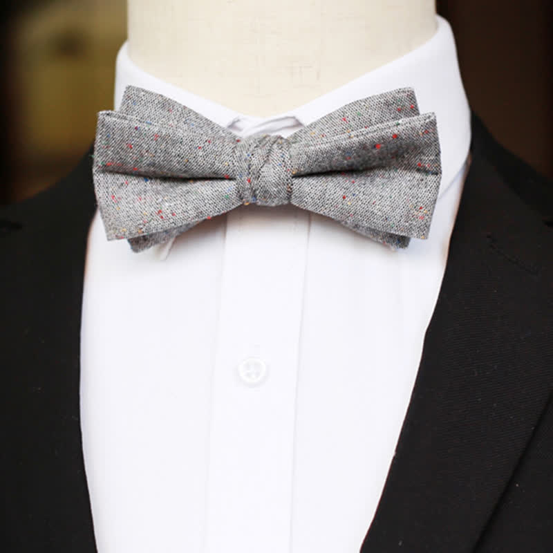 Men's Gray Palette Colorful Dots Linen Bow Tie - image 7
