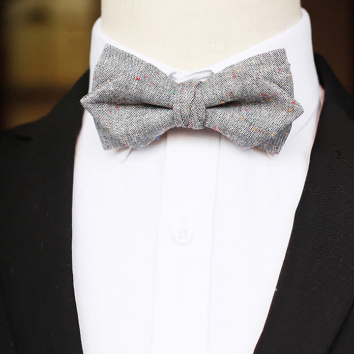 Men's Gray Palette Colorful Dots Linen Bow Tie - image 10