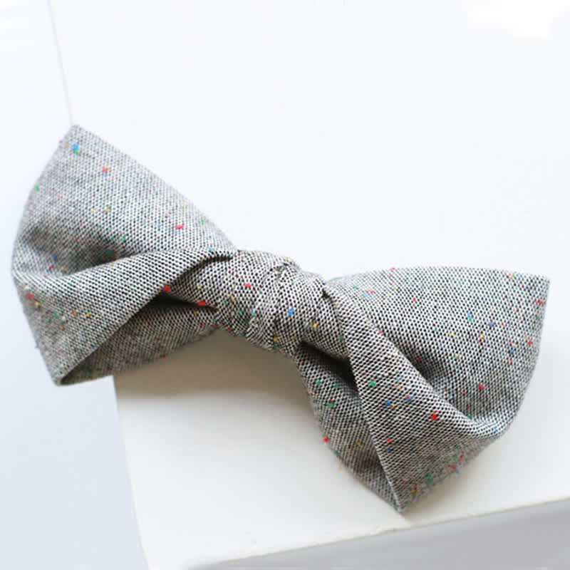 Men's Gray Palette Colorful Dots Linen Bow Tie - image 5