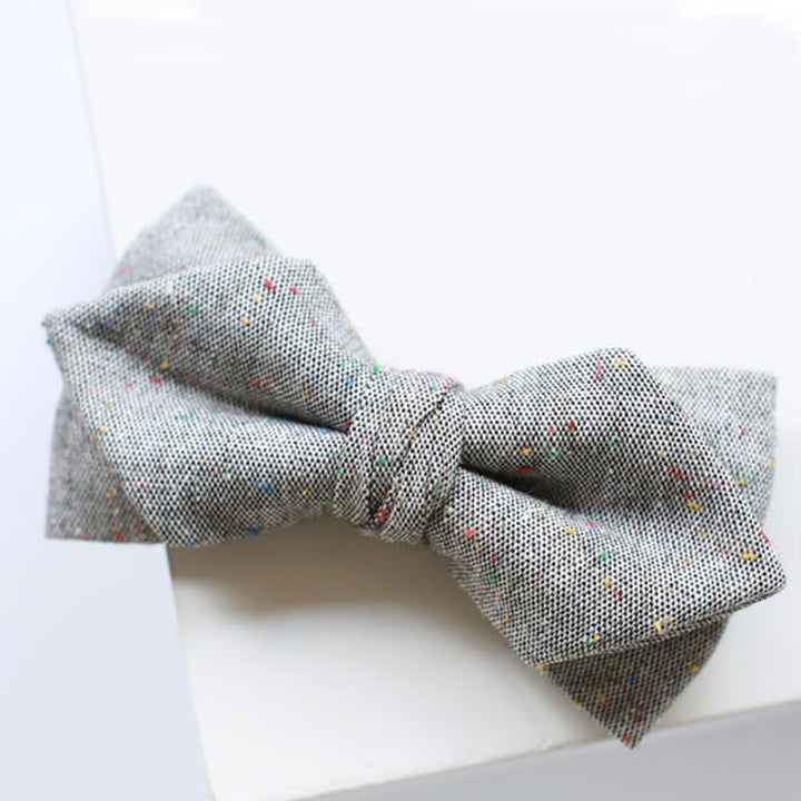 Men's Gray Palette Colorful Dots Linen Bow Tie - image 11