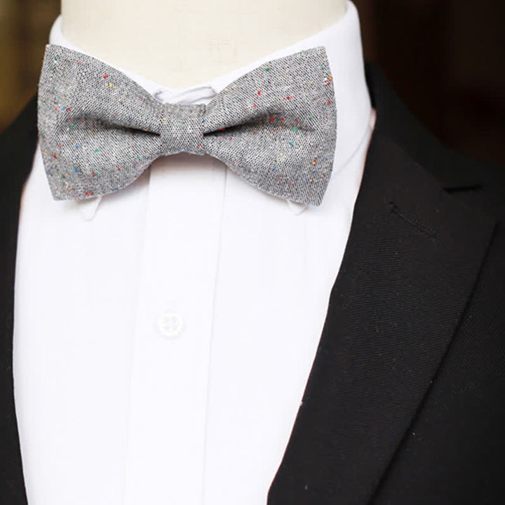 Men's Gray Palette Colorful Dots Linen Bow Tie - image 1