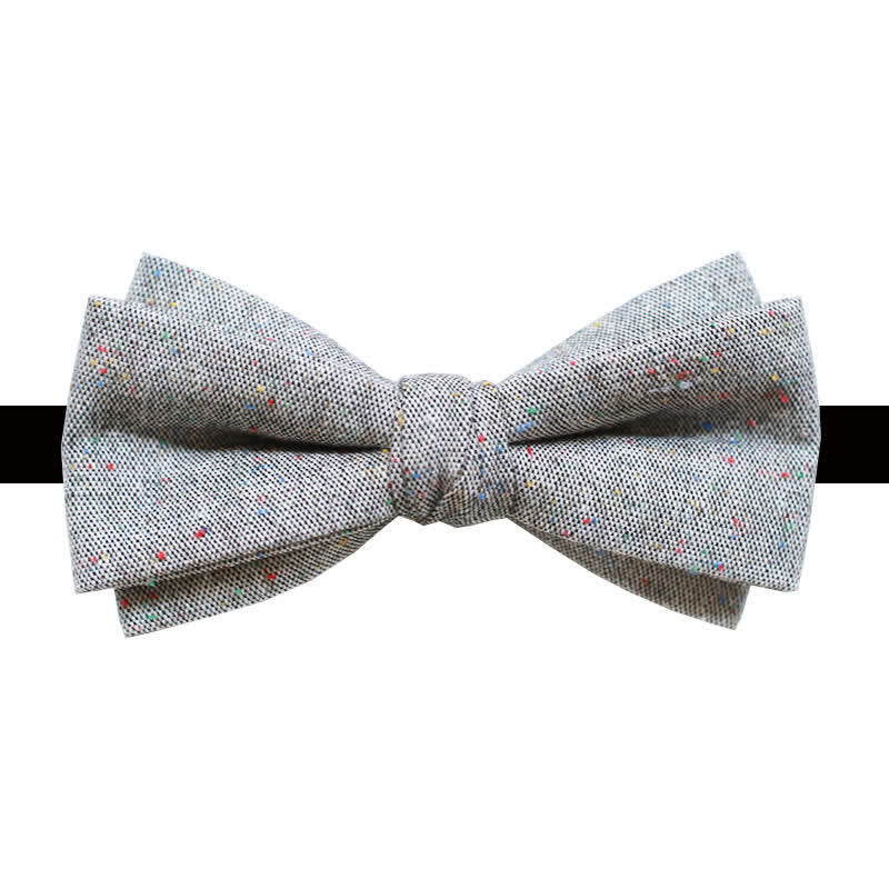 Men's Gray Palette Colorful Dots Linen Bow Tie - Style #3 - image 6