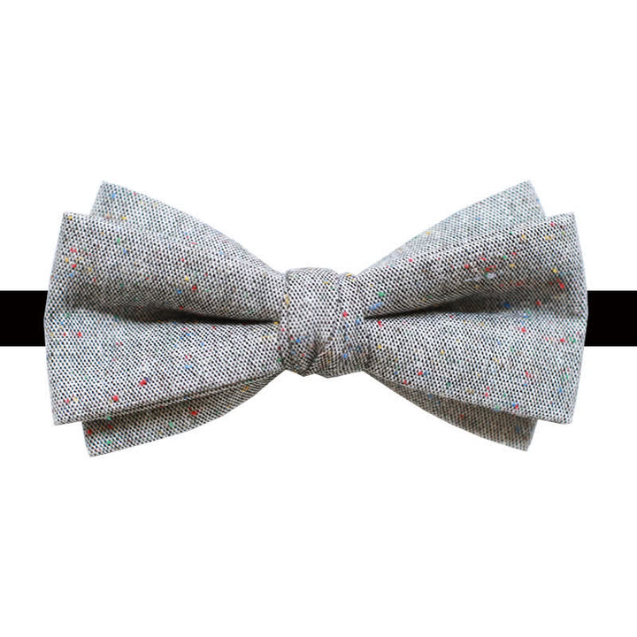 Men's Gray Palette Colorful Dots Linen Bow Tie - Style #3 - image 6