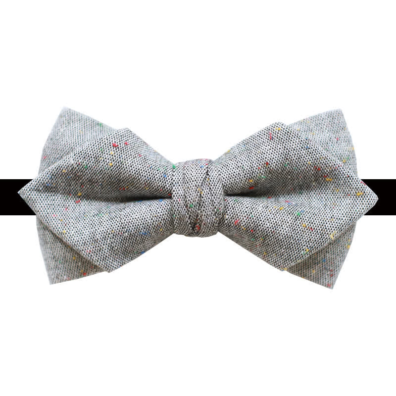 Men's Gray Palette Colorful Dots Linen Bow Tie - Style #4 - image 9