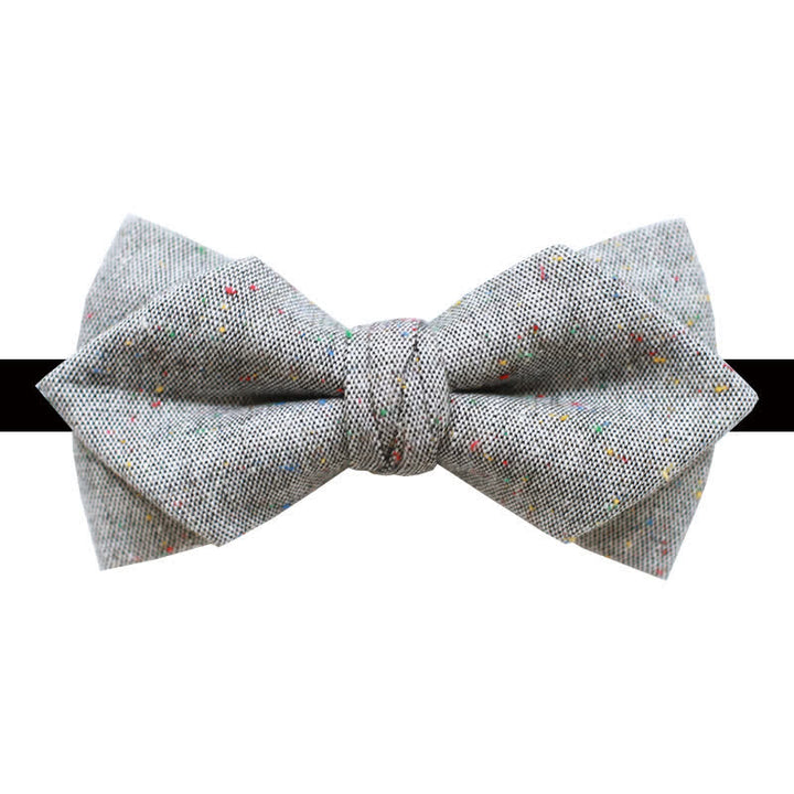Men's Gray Palette Colorful Dots Linen Bow Tie - Style #4 - image 9