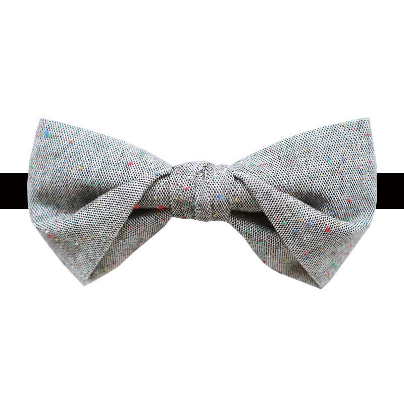 Men's Gray Palette Colorful Dots Linen Bow Tie - Style #2 - image 4