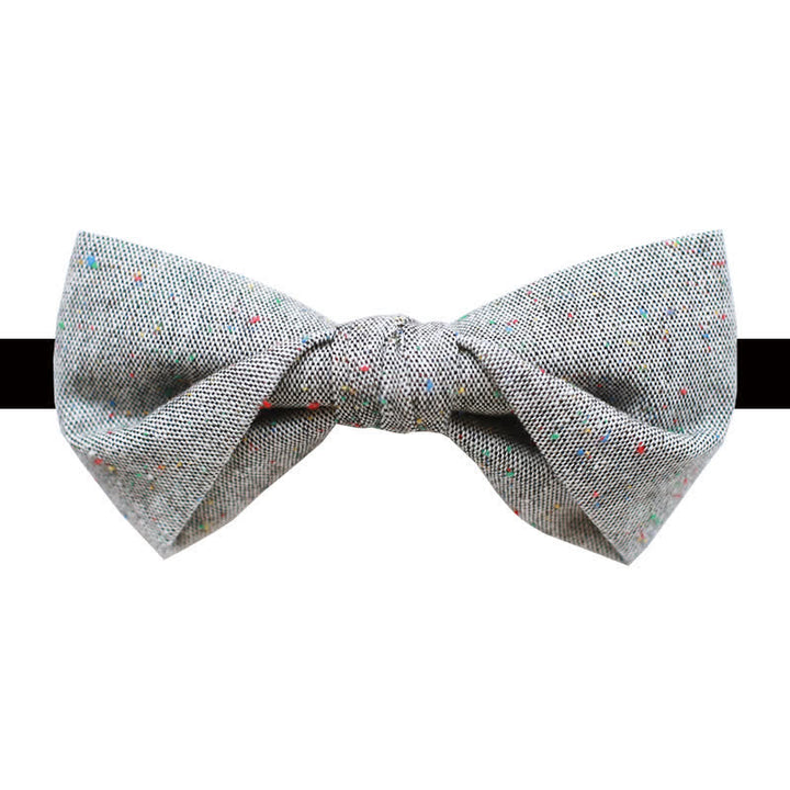 Men's Gray Palette Colorful Dots Linen Bow Tie - Style #2 - image 4