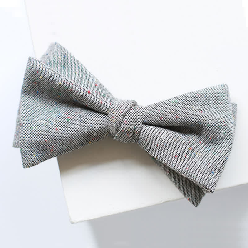 Men's Gray Palette Colorful Dots Linen Bow Tie - image 13