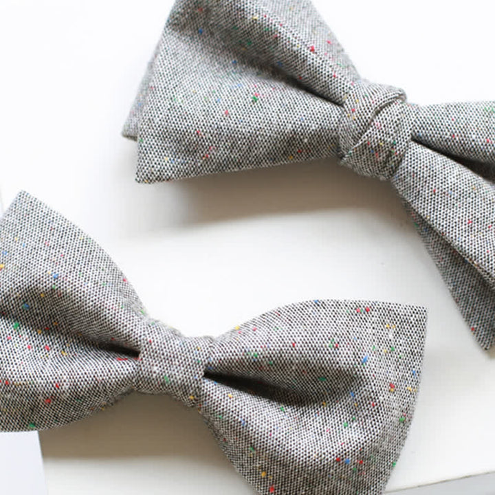 Men's Gray Palette Colorful Dots Linen Bow Tie - image 3