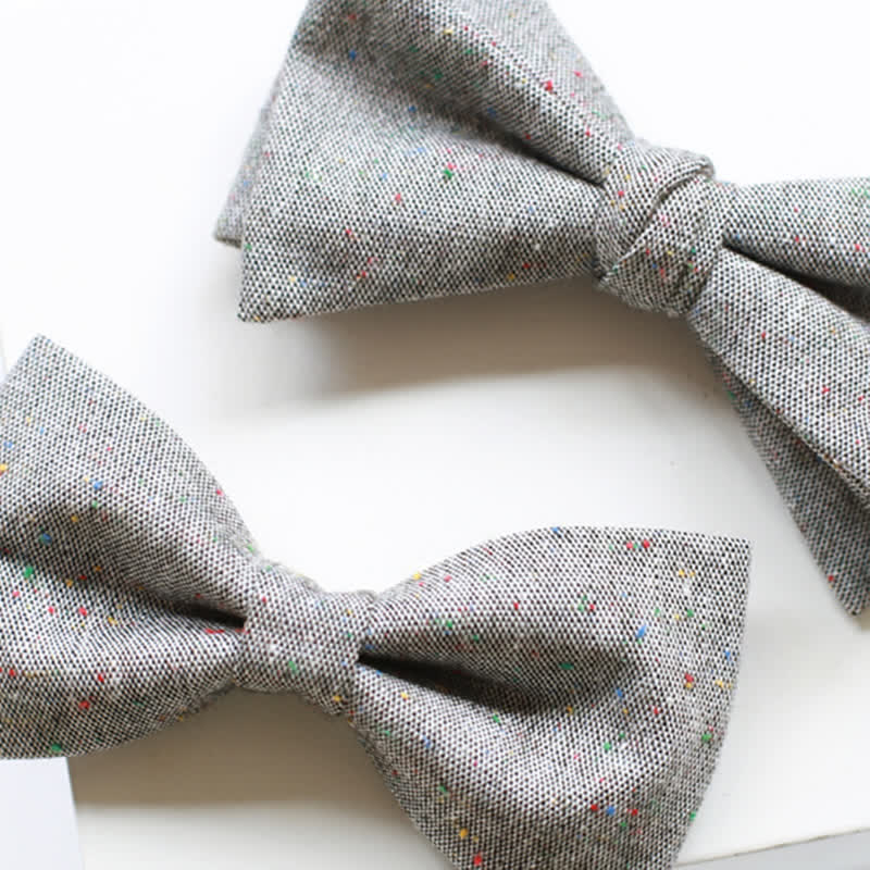 Men's Gray Palette Colorful Dots Linen Bow Tie - image 3