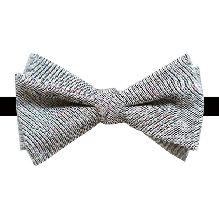 Men's Gray Palette Colorful Dots Linen Bow Tie - Style #5 - image 12