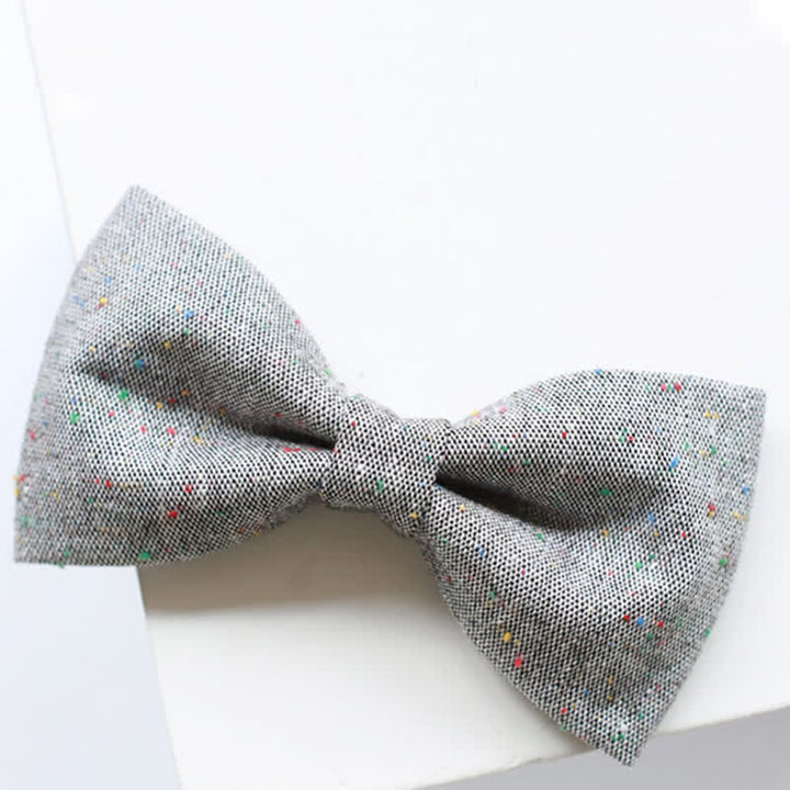 Men's Gray Palette Colorful Dots Linen Bow Tie - image 2