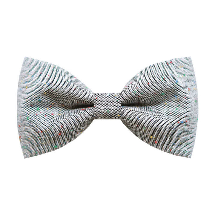 Men's Gray Palette Colorful Dots Linen Bow Tie - Style #1 - image 0