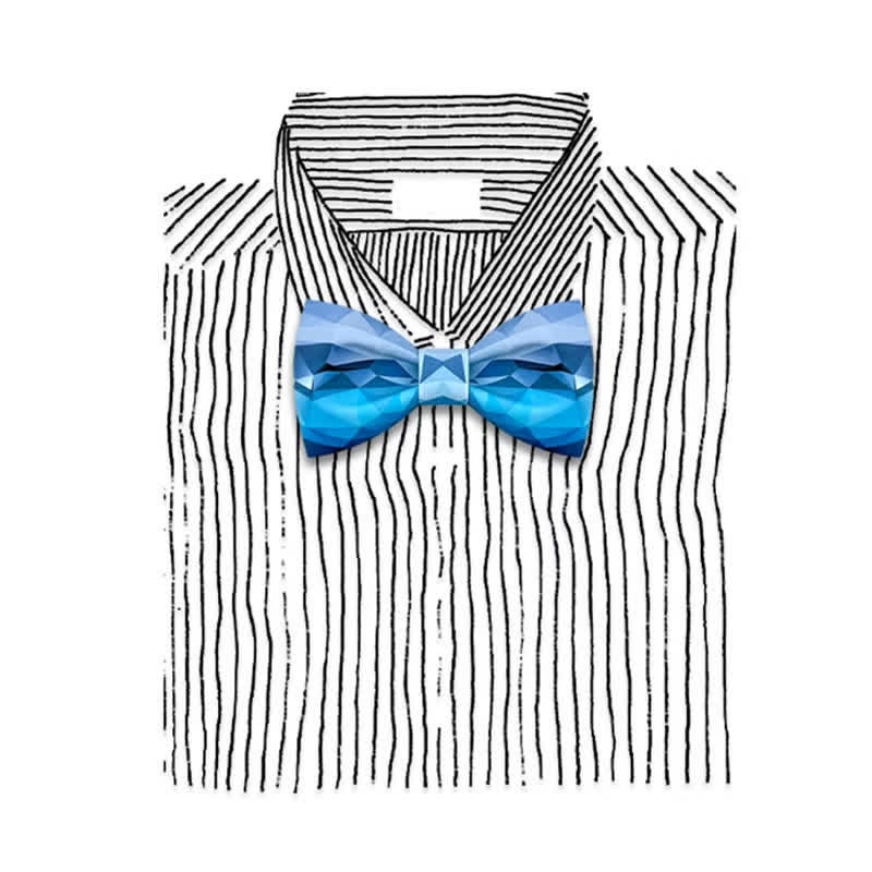 Men's Sky Blue Geometric Printing Bow Tie - image 3