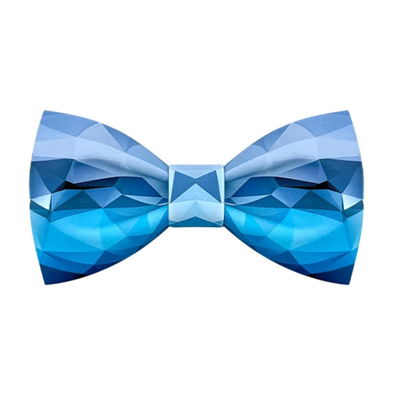 Men's Sky Blue Geometric Printing Bow Tie - Blue - image 0