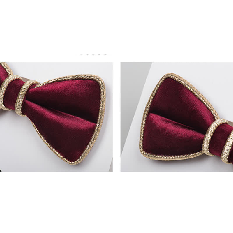 Men's Velvet Decorative Bling Edge Bow Tie - image 4