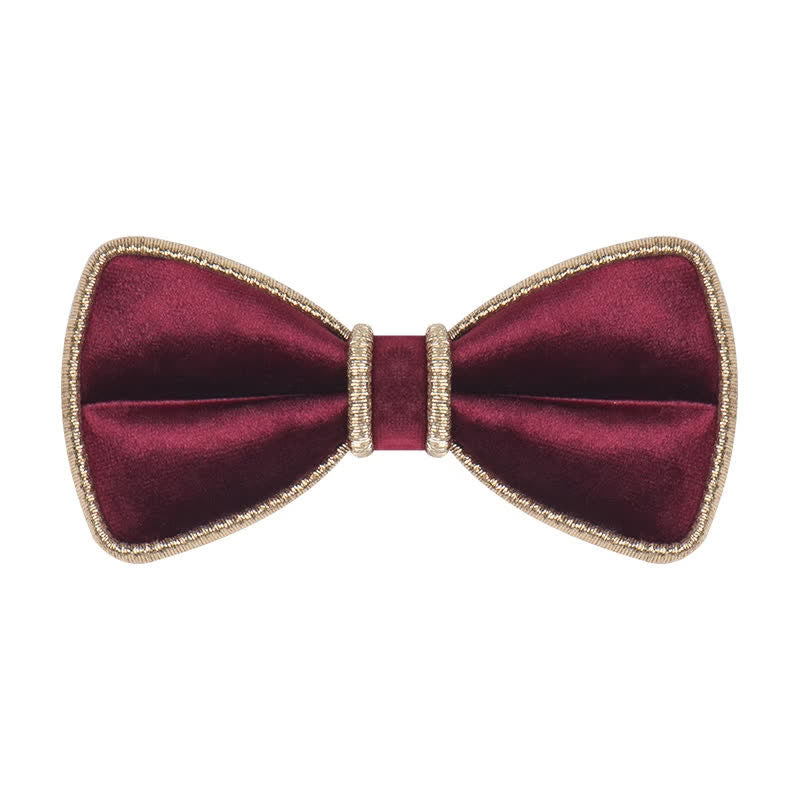 Men's Velvet Decorative Bling Edge Bow Tie - Burgundy - image 2
