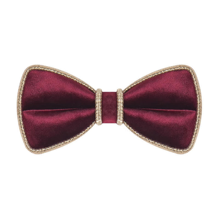 Men's Velvet Decorative Bling Edge Bow Tie - Burgundy - image 2