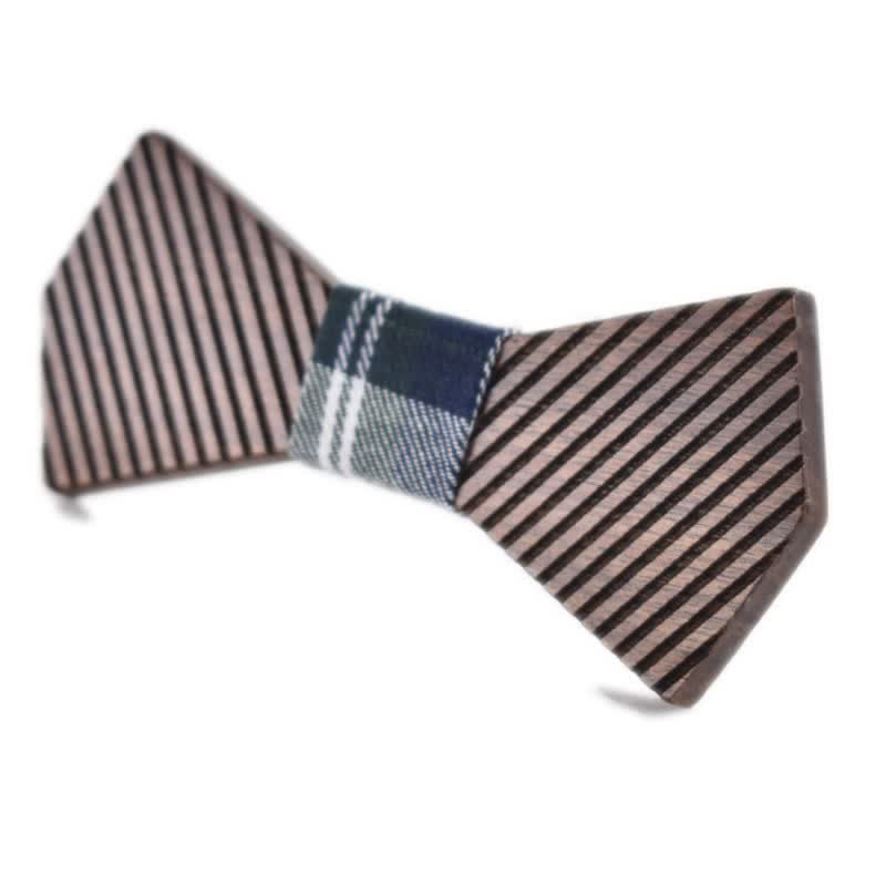Men's Black Walnut Stylish Striped Wooden Bow Tie - Dark Gray - image 15
