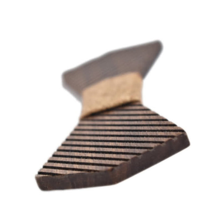 Men's Black Walnut Stylish Striped Wooden Bow Tie - image 2