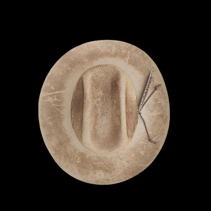 Jacquard Flower Decorative Feathers Wool Cowboy Hat - image 6