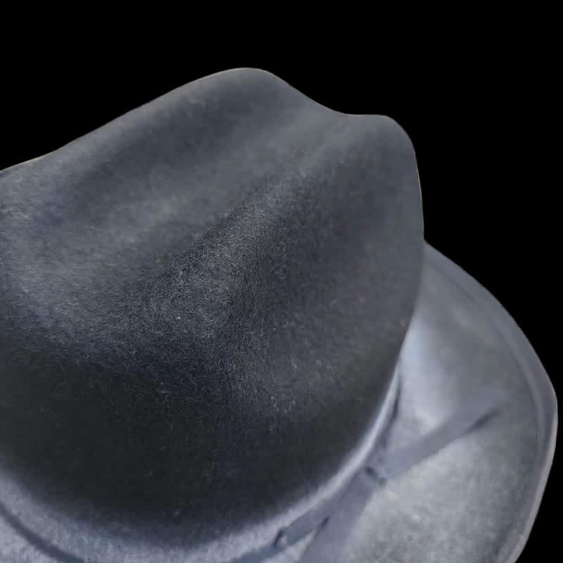 Black Distressed Bow Knot Wool Cowboy Hat - image 5