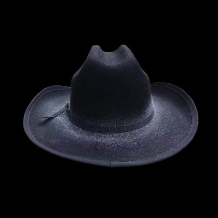 Black Distressed Bow Knot Wool Cowboy Hat - image 4
