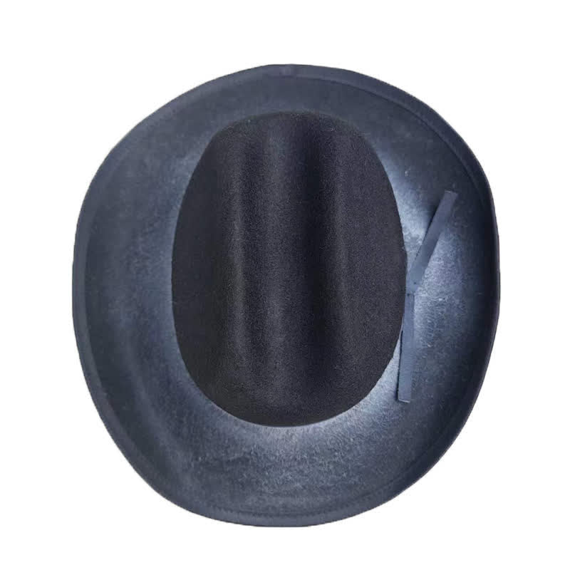 Black Distressed Bow Knot Wool Cowboy Hat - image 8
