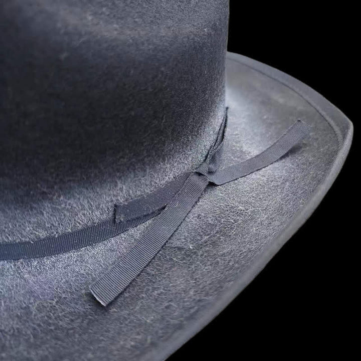 Black Distressed Bow Knot Wool Cowboy Hat - image 6
