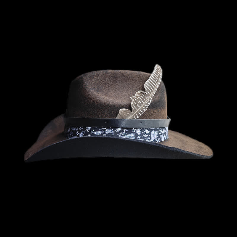 Rock Star Paisley Feather Wool Cowboy Hat - image 2