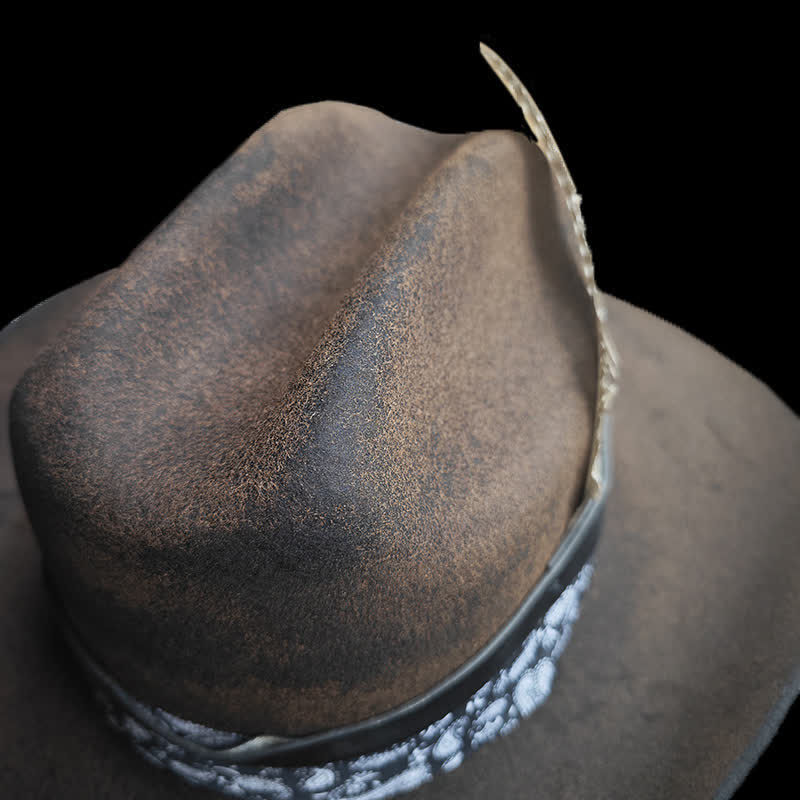 Rock Star Paisley Feather Wool Cowboy Hat - image 5