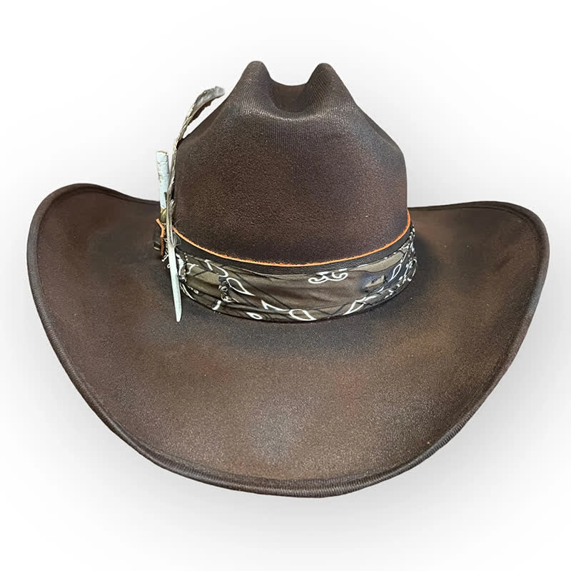 Rock Star Paisley Feather Wool Cowboy Hat - image 1
