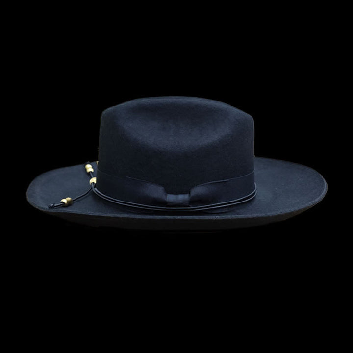 Black Golden Decor Cavalry Wool Cowboy Hat - image 2