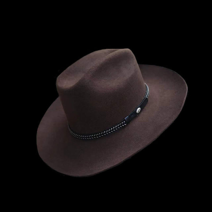 Western Classic Wide Brim Wool Cowboy Hat - Coffee - L (23 1/4"-23 5/8") - image 2