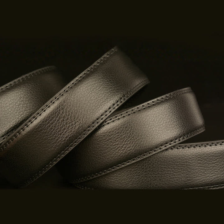 Men's Wolf Head Rhinestone Automatic Buckle Leather Belt - image 6