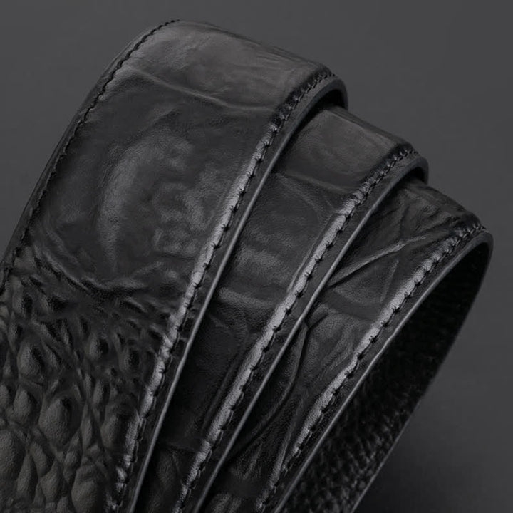 Men's Round Wolf Rhinestone Automatic Buckle Leather Belt - image 7