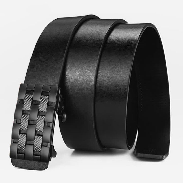 Men's Rectangular Grid Automatic Buckle Leather Belt - image 8